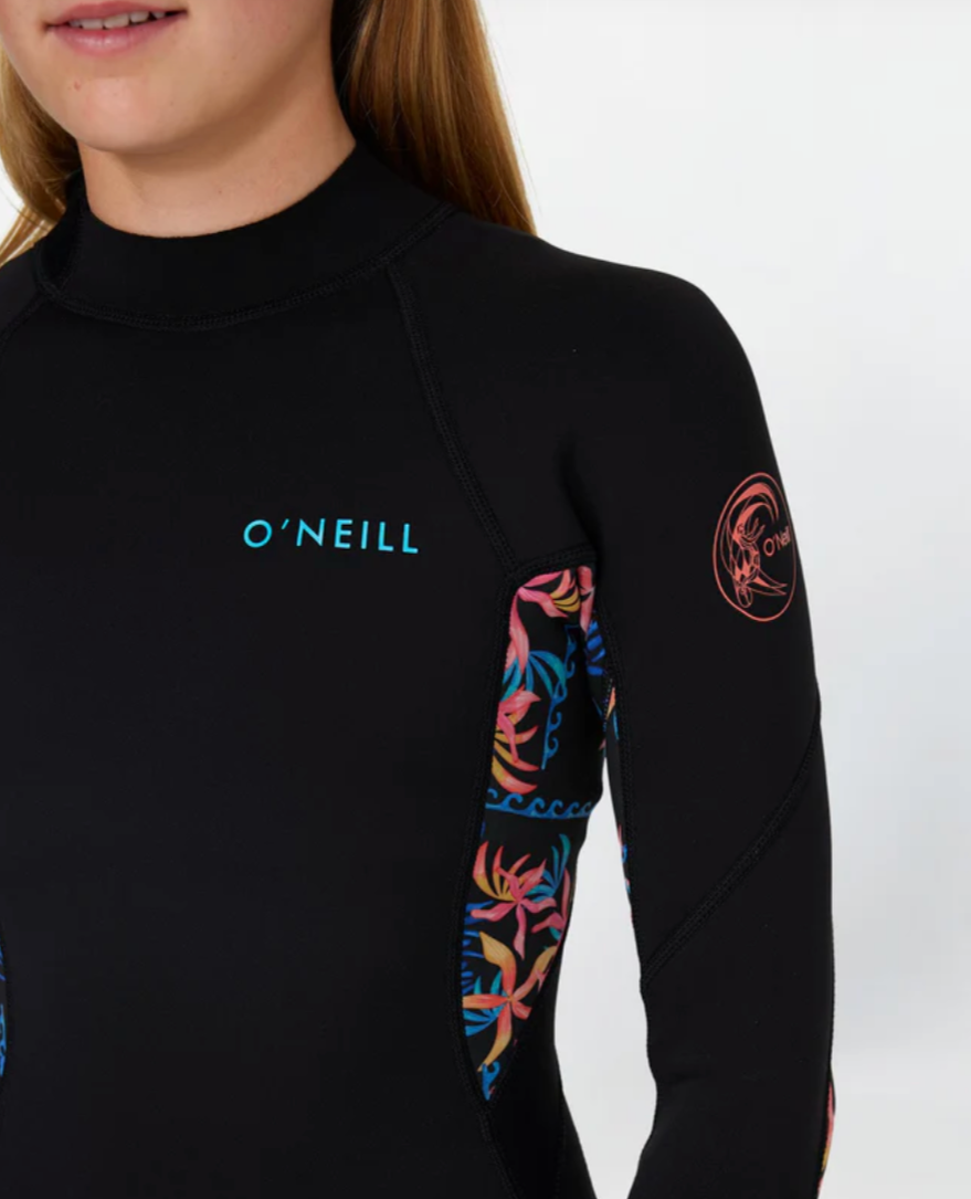O'NEILL - Girl's Bahia 2mm Long Sleeve Mid Spring Suit Back Zip - Tropic Texta