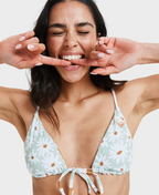 ROXY Womens Dream Floral Reversible Tiki Tri Bikini Top
