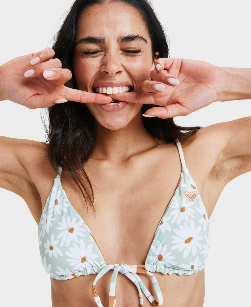 ROXY Womens Dream Floral Reversible Tiki Tri Bikini Top