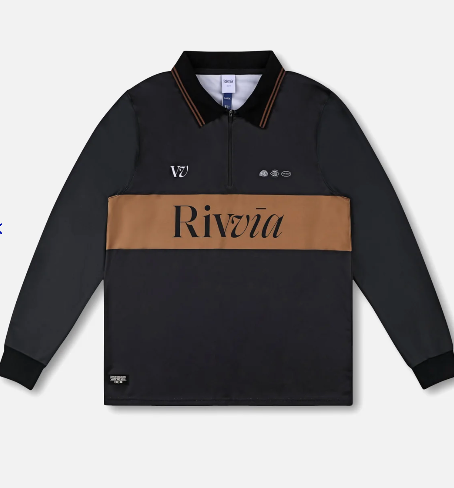 RIVVIA TEAM VV TRACK LS POLO : BROWN/BLACK