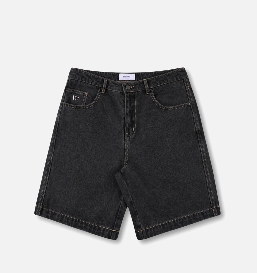 RIVVIA WORLD SERIES DENIM SHORT : BLACK