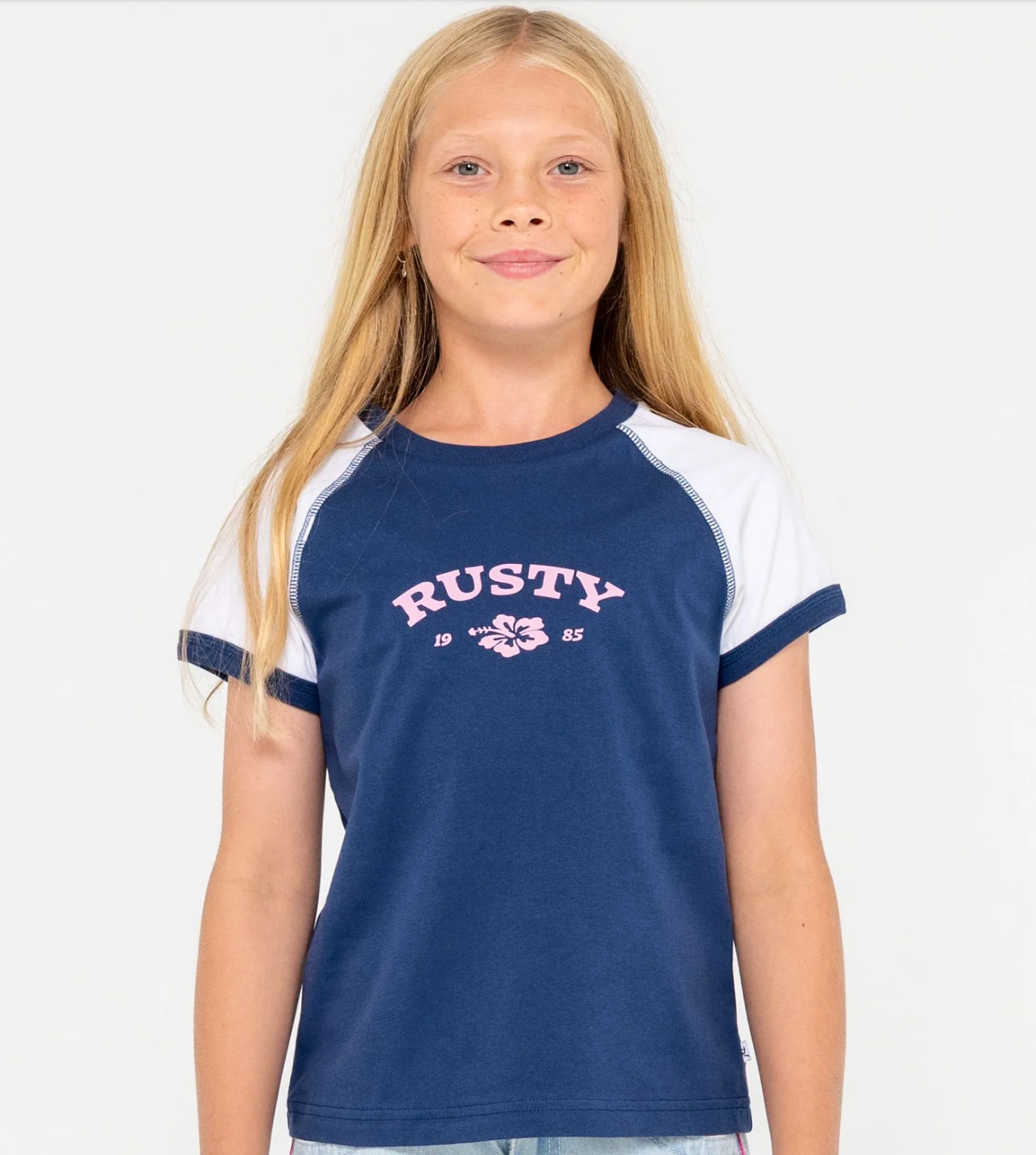 RUSTY Riley Raglan Baby Tee Girls