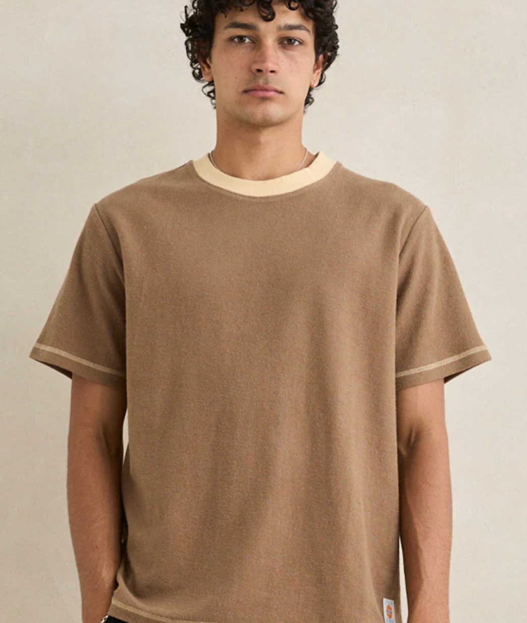 RHYTHM CONTRAST VINTAGE TERRY SS T-SHIRT latte