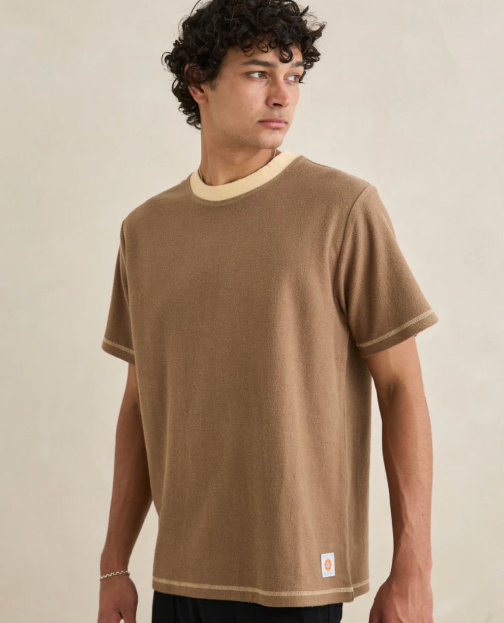 RHYTHM CONTRAST VINTAGE TERRY SS T-SHIRT latte