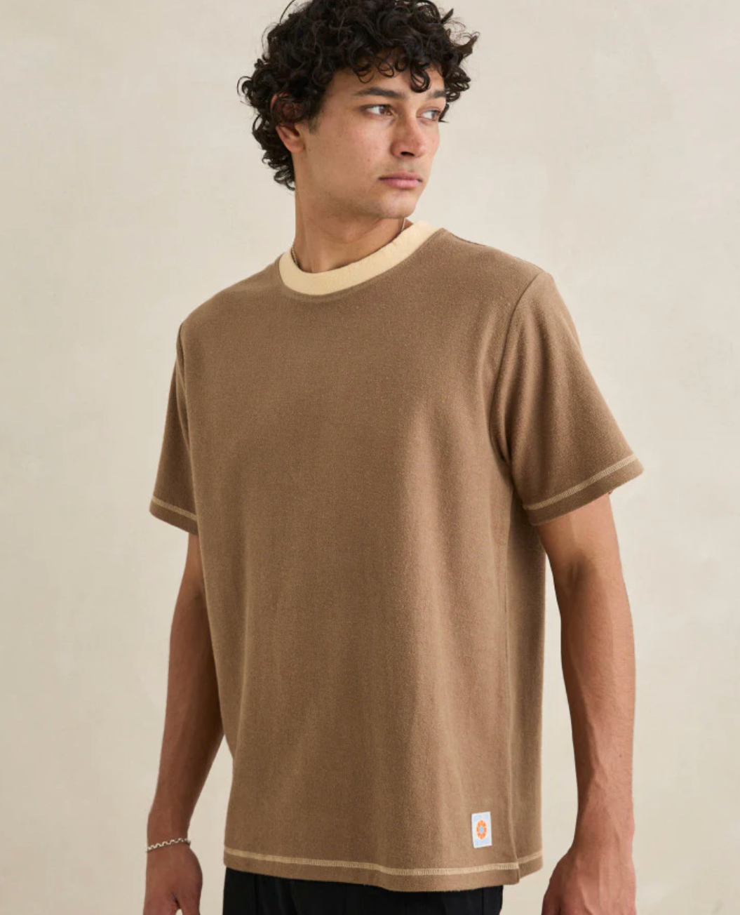 RHYTHM CONTRAST VINTAGE TERRY SS T-SHIRT latte