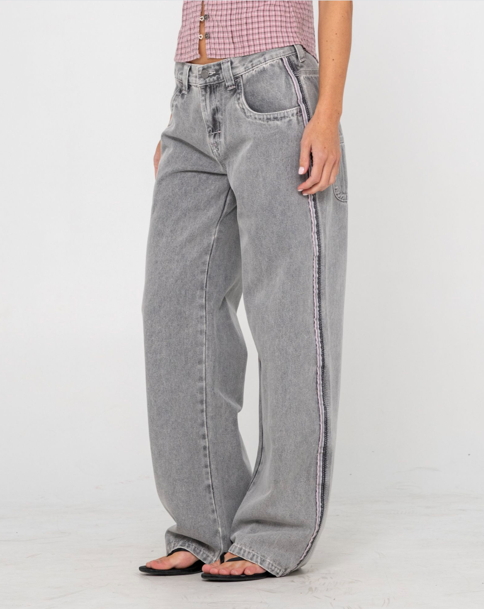 RUSTY Flip Mommy Low Rise Wide Leg Jean London Summer/Baby Pink