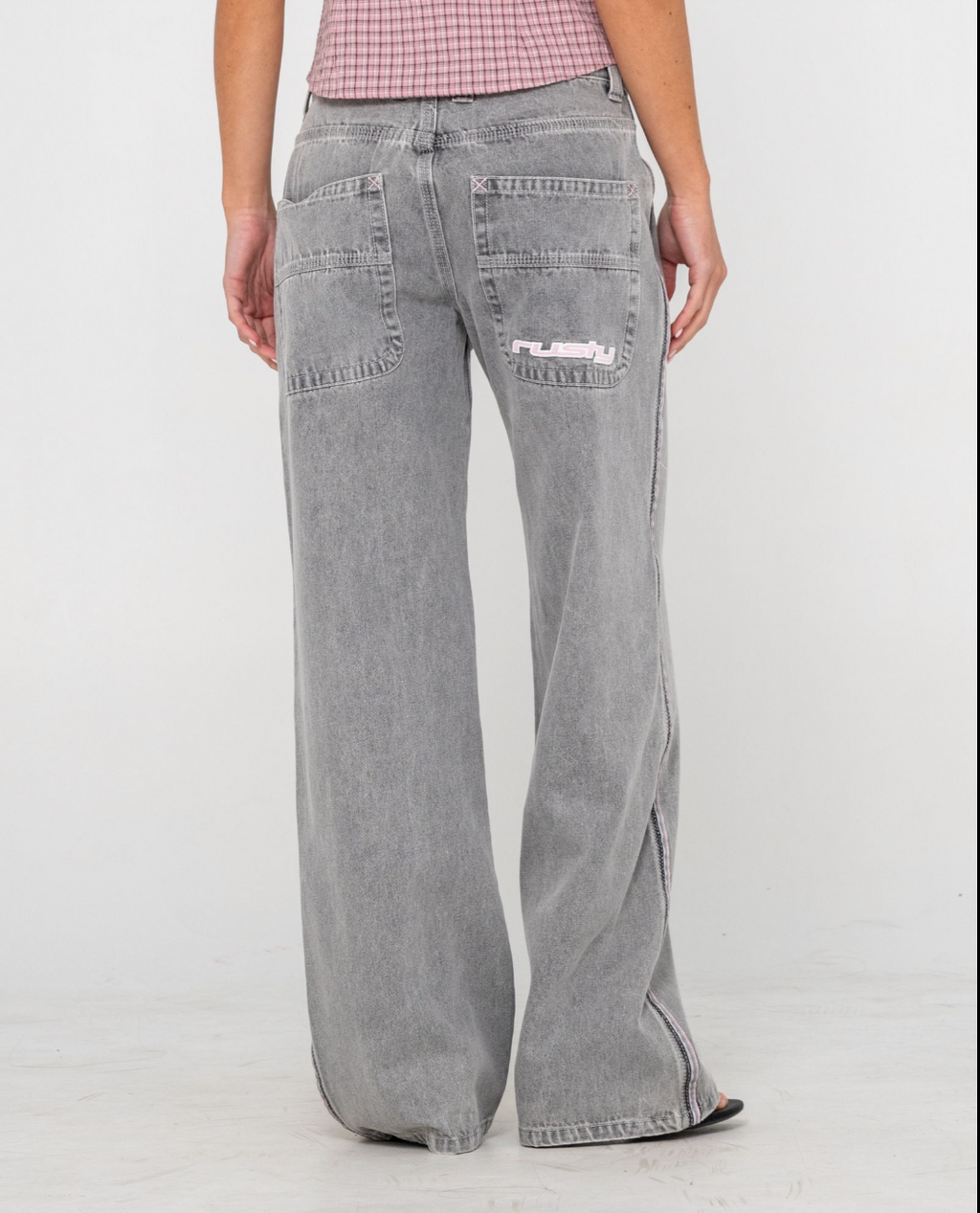 RUSTY Flip Mommy Low Rise Wide Leg Jean London Summer/Baby Pink