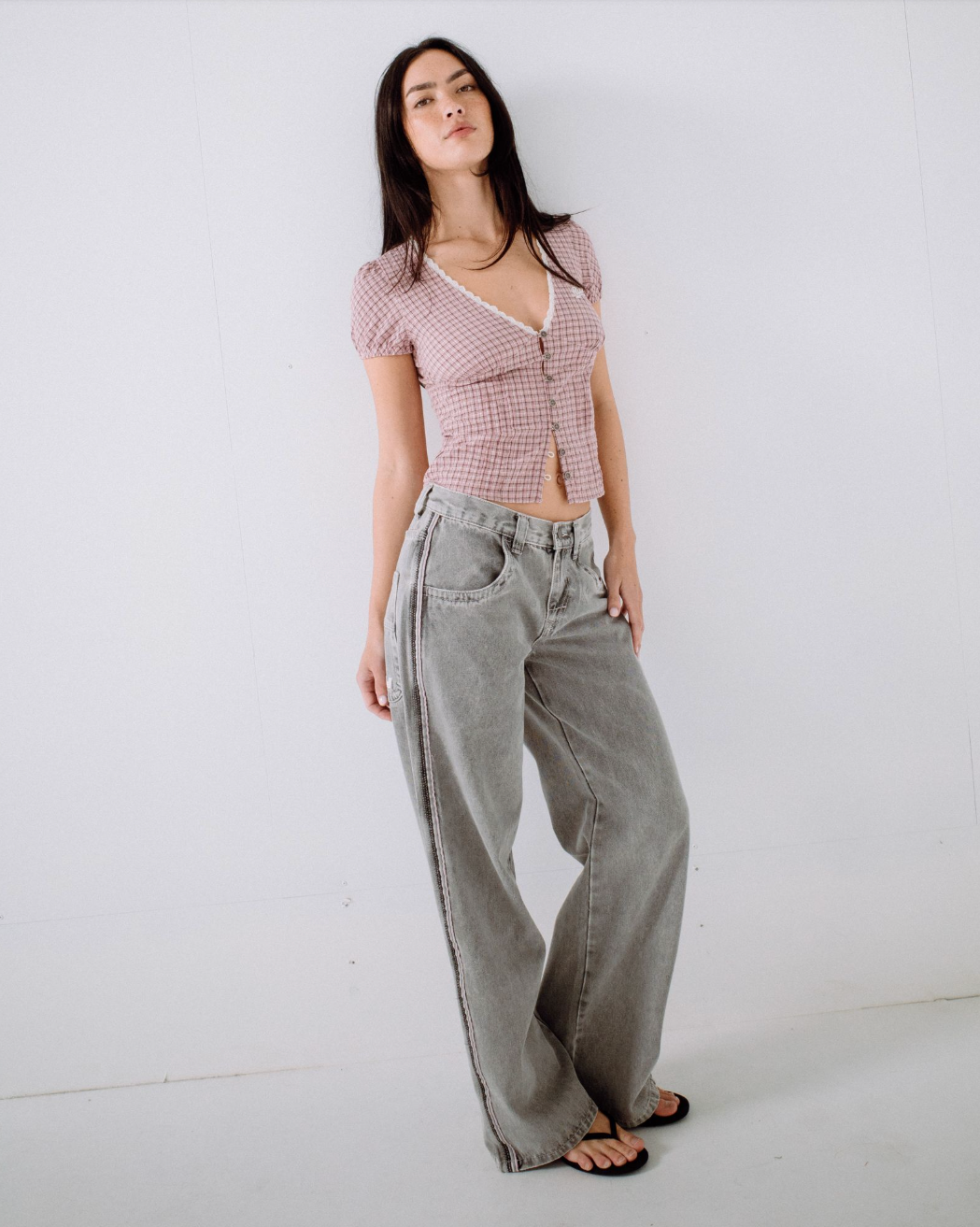 RUSTY Flip Mommy Low Rise Wide Leg Jean London Summer/Baby Pink