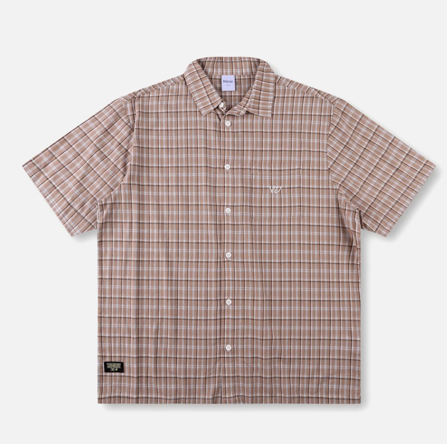 RIVVIA VV CHECK SS SHIRT : BROWN