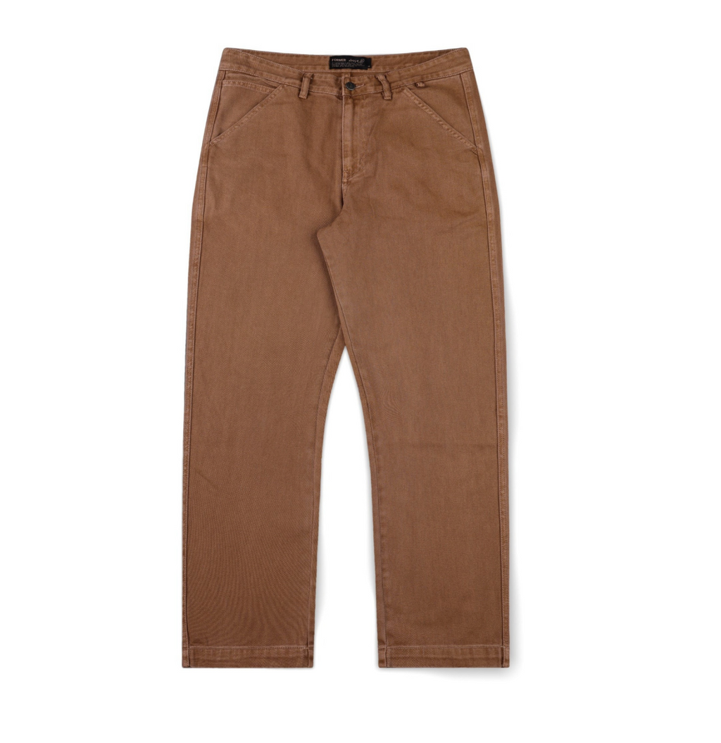 FORMER REYNOLDS OVERDYE DENIM PANT MENS IN WASHED BROWN