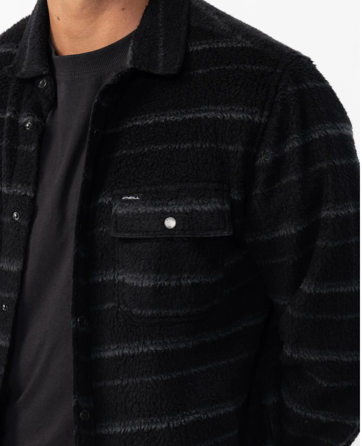 O'NEILL MEN'S GLACIER HIGH PILE OVERSHIRT SUPERFLEECE - BLACK