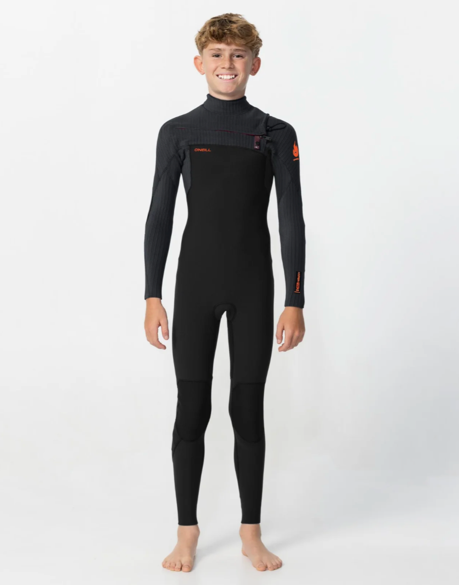 O'NEILL KID'S HYPERFIRE 3/2MM STEAMER CHEST ZIP - BLACK