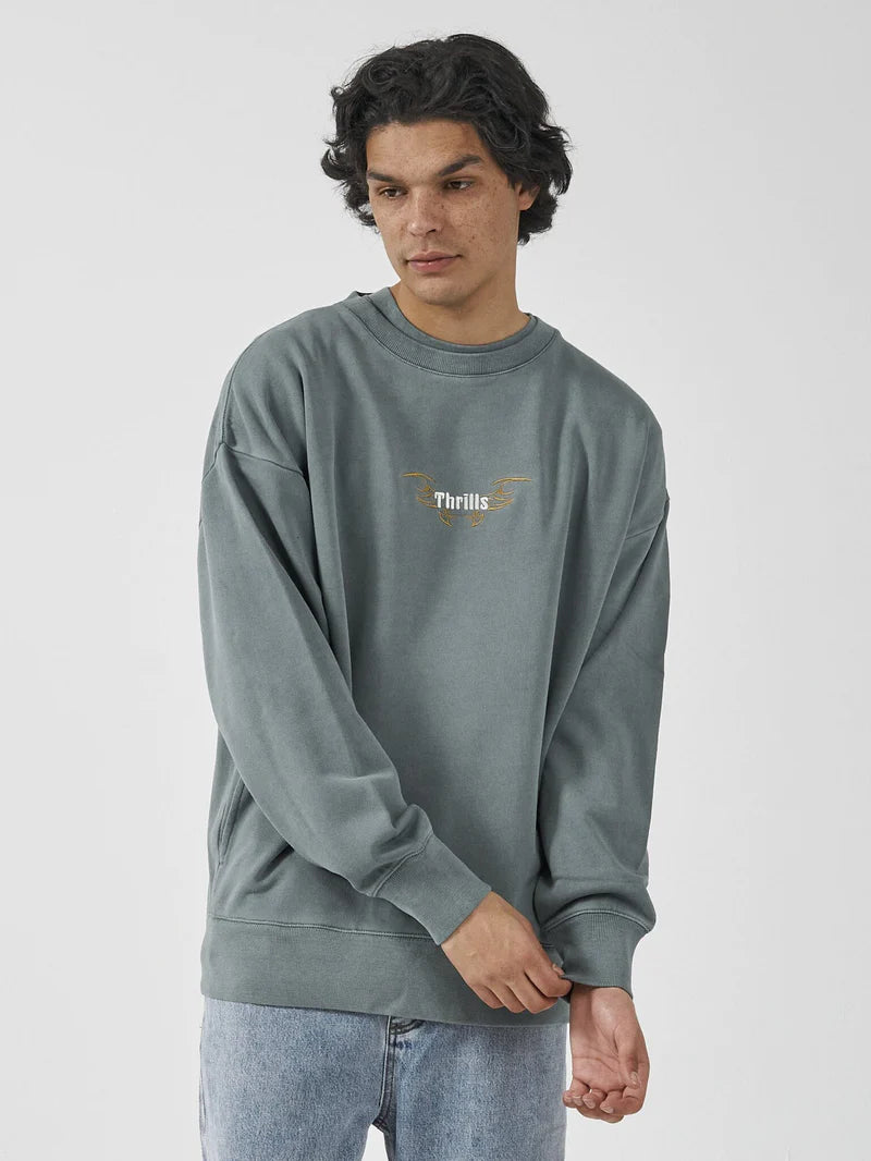 THRILLS GOLDEN WINGS SLOUCH CREW NECK FLEECE