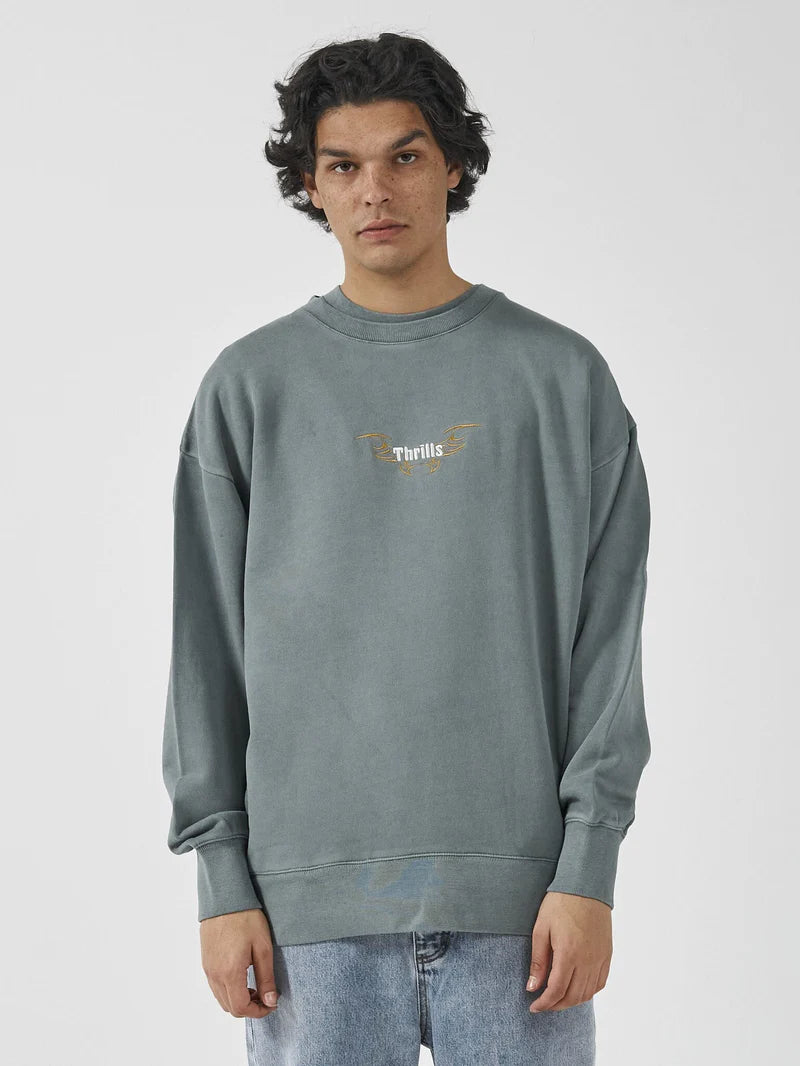 THRILLS GOLDEN WINGS SLOUCH CREW NECK FLEECE