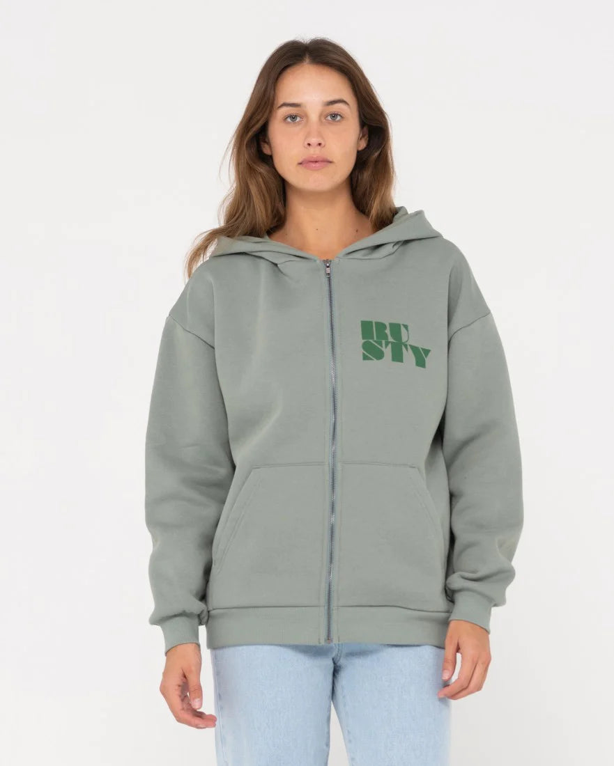 RUSTY Rusty Code Oversize Zip Hooded Fleece