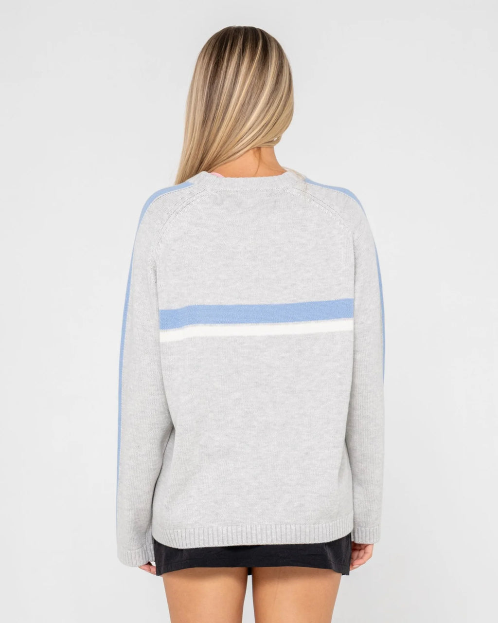 RUSTY White Lines Crew Neck Knit