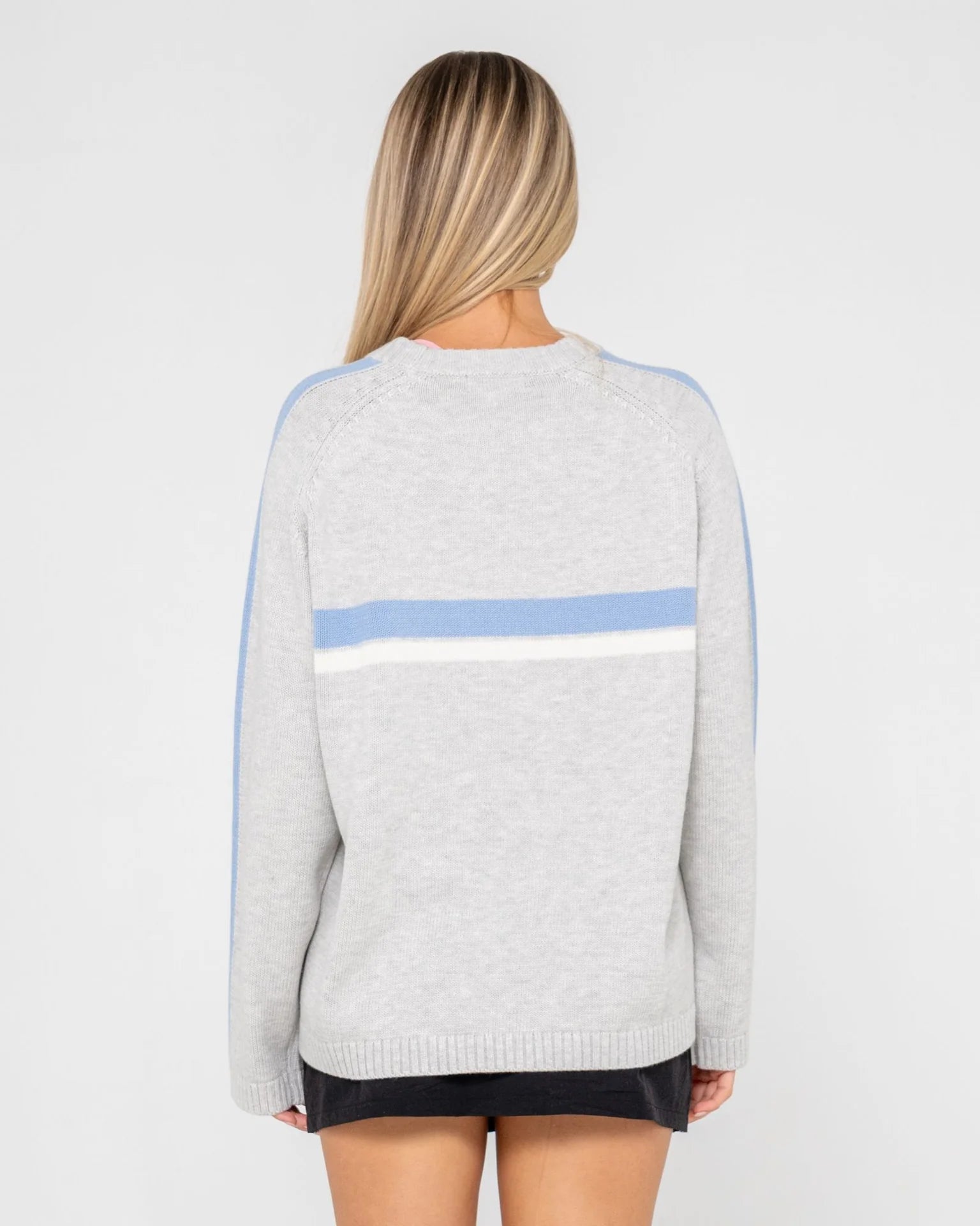 RUSTY White Lines Crew Neck Knit