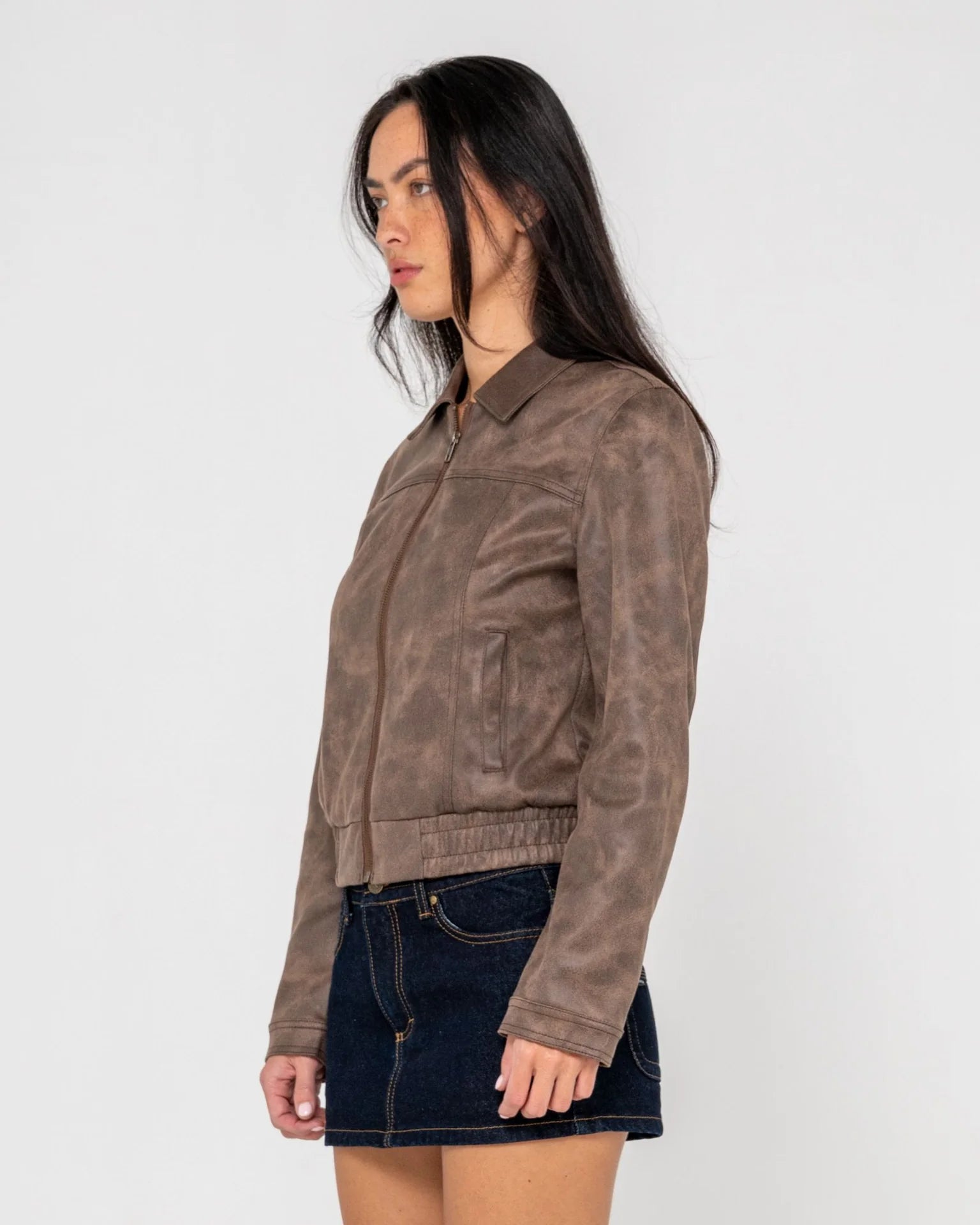 RUSTY Lizzy Faux Leather Fitted Jacket