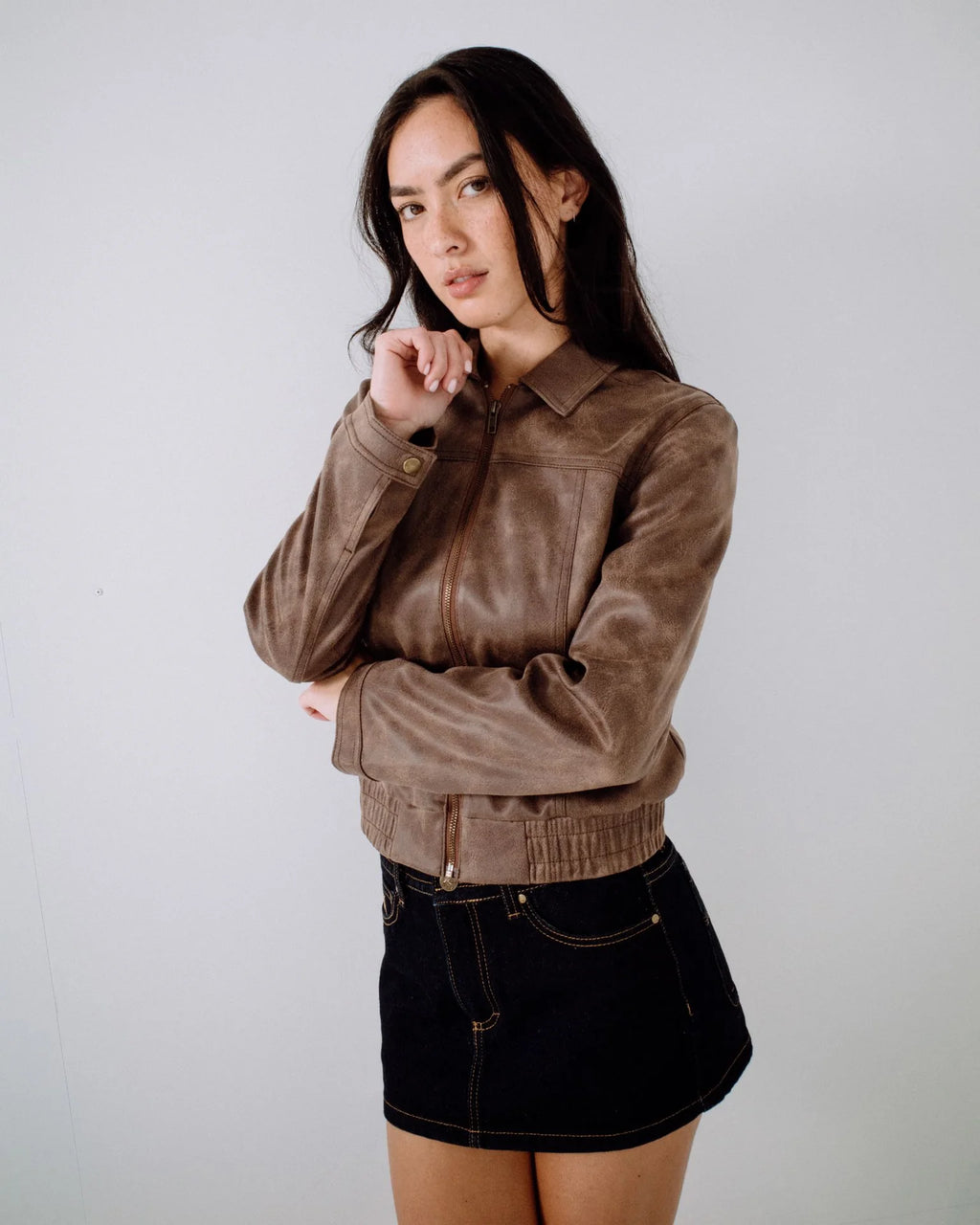RUSTY Lizzy Faux Leather Fitted Jacket