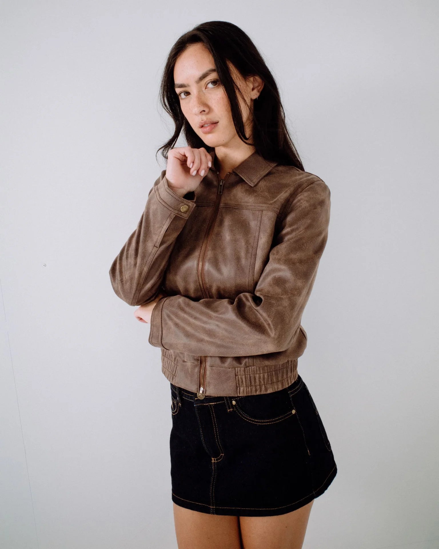 RUSTY Lizzy Faux Leather Fitted Jacket
