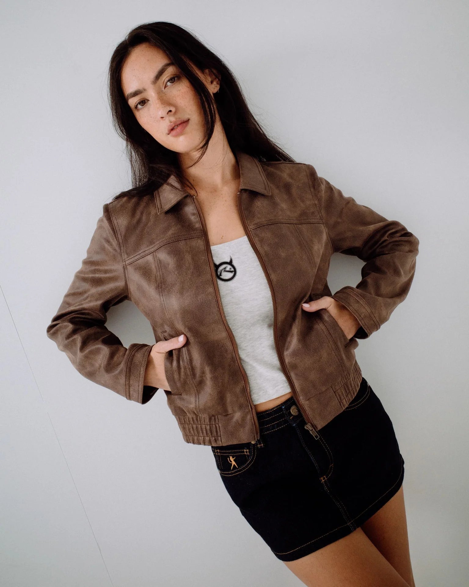 RUSTY Lizzy Faux Leather Fitted Jacket