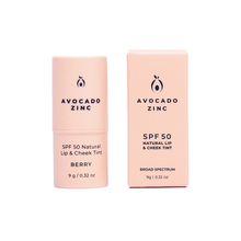 Load image into Gallery viewer, AVOCADO ZINC - SPF 50 Natural Lip &amp; Cheek Tint - Berry
