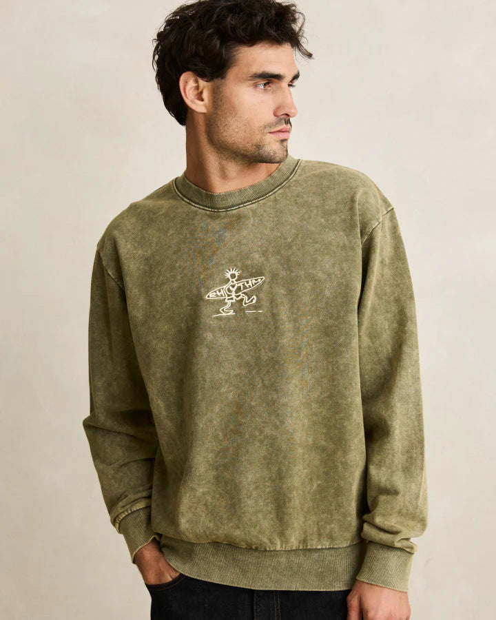 RHYTHM DRIFTER SALT WASH CREW olive