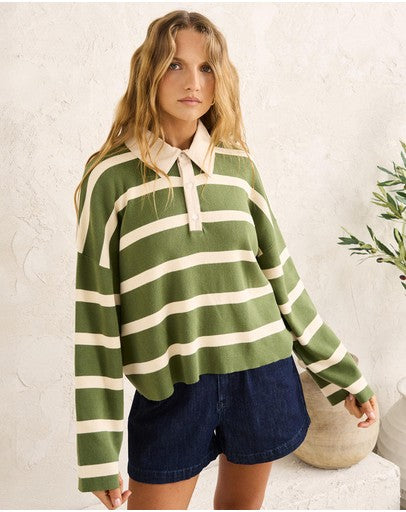RHYTHM Rugby Polo Knit Sweater