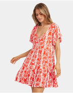 BILLABONG Womens Row Of Palms Tiered Mini Dress