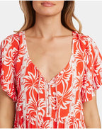 BILLABONG Womens Row Of Palms Tiered Mini Dress