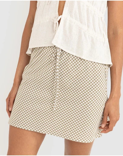 RHYTHM Lola Check Bias Cut Mini Skirt