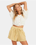 ROXY Womens Mercado Stripe Elastic Waist Shorts