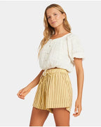 ROXY Womens Mercado Stripe Elastic Waist Shorts