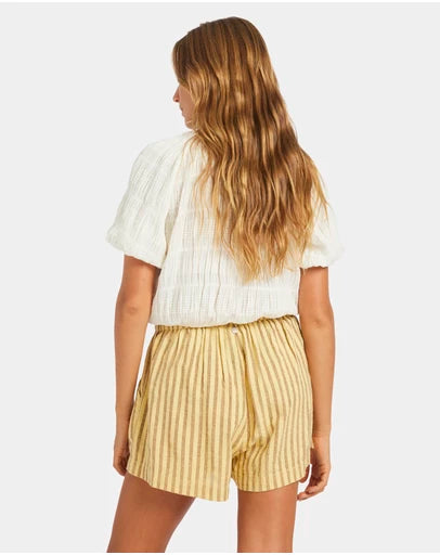 ROXY Womens Mercado Stripe Elastic Waist Shorts