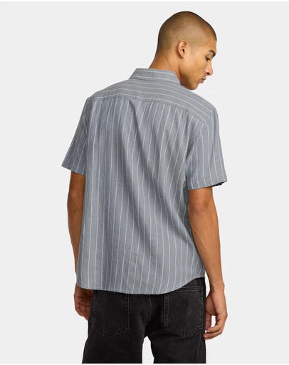 RVCA Mens Dayshift Stripe Short Sleeve Shirt