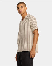Load image into Gallery viewer, RVCA MENS VACANCY STRIPE SHORT SLEEVE SHIRT
