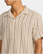 Load image into Gallery viewer, RVCA MENS VACANCY STRIPE SHORT SLEEVE SHIRT
