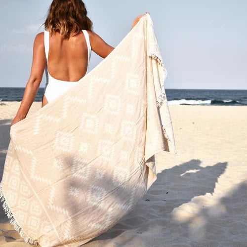 SALTY SHADOWS Beige Aztec Turkish Towel
