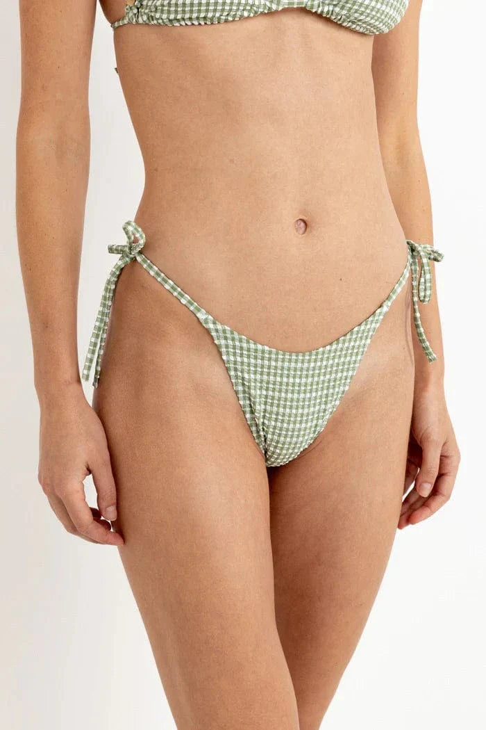 Rhythm Lola Check Tie Side Hi Cut Pant - Green