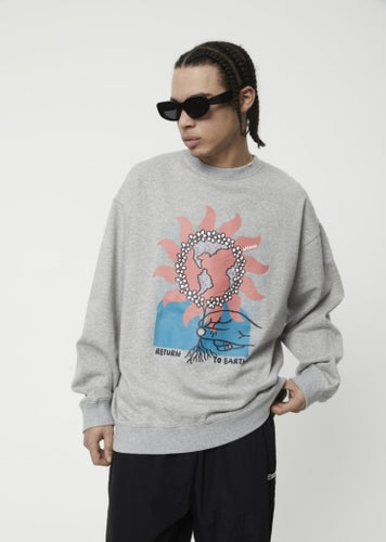 Afends Return To Earth - Recycled Crew Neck Jumper - Shadow Grey Marle