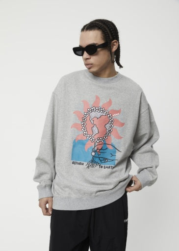 Afends Return To Earth - Recycled Crew Neck Jumper - Shadow Grey Marle