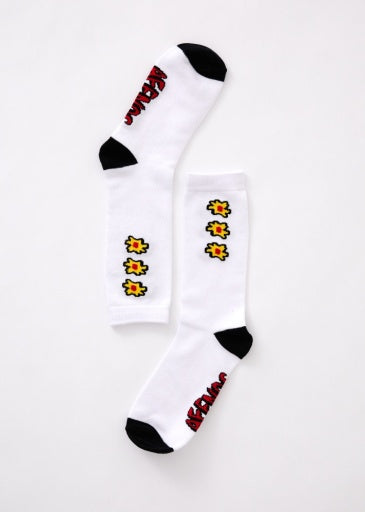 Afends Globe - Recycled Crew Socks - White